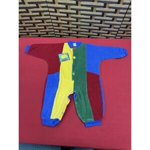 Vintage 90s Happy Hippo Toddler Coudroy Romper Size 18 Months GUC Color Block